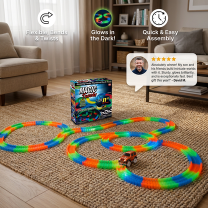 Glow-in-the-Dark Flexible Sand Race Track Set for Kids