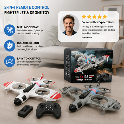 2-in-1 Remote Control Fighter Jet & Drone Toy