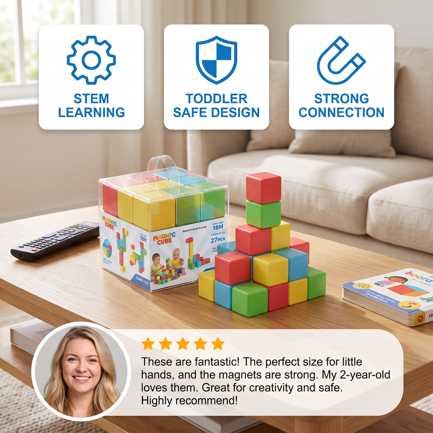 Toddler Safe 4.2cm Magnetic Building Cubes – STEM Learning Blocks