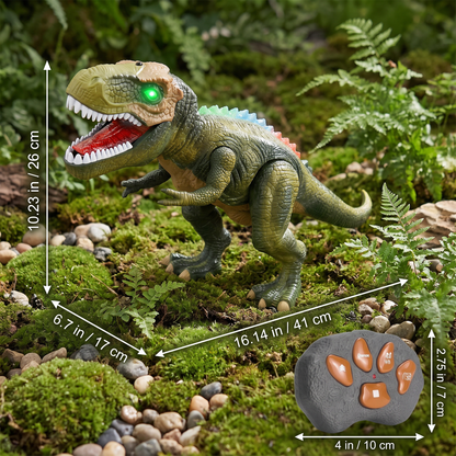 Remote Control Walking T-Rex – RC Dinosaur with Spray Mist, Lights & Sound