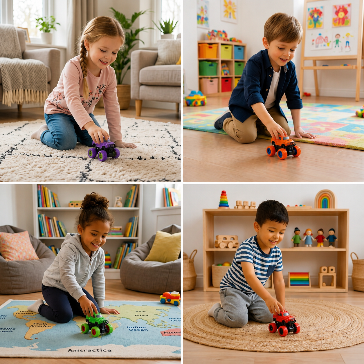 Friction-Powered Monster Truck Stunt Car for Kids