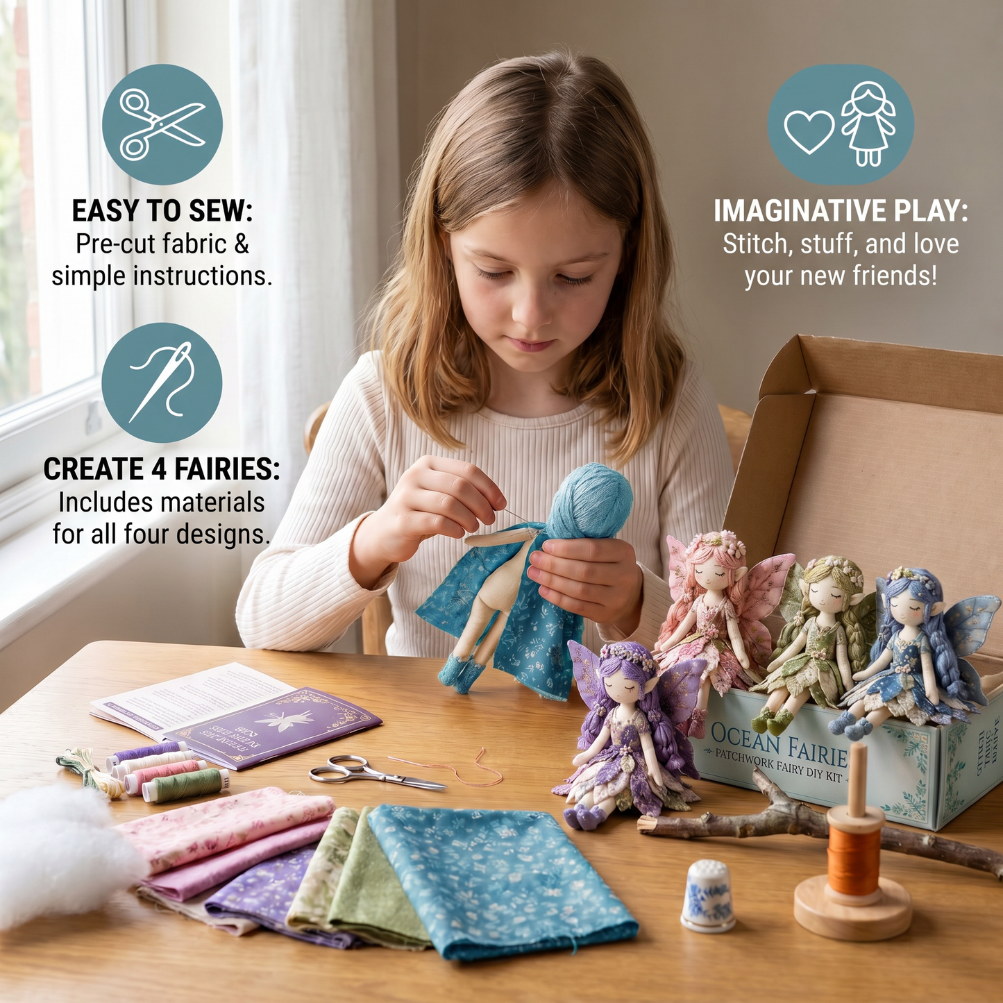 Fairy DIY Sewing Kit for Kids – Make Enchanting Fairy Dolls with Fabric, Accessories & Instructions