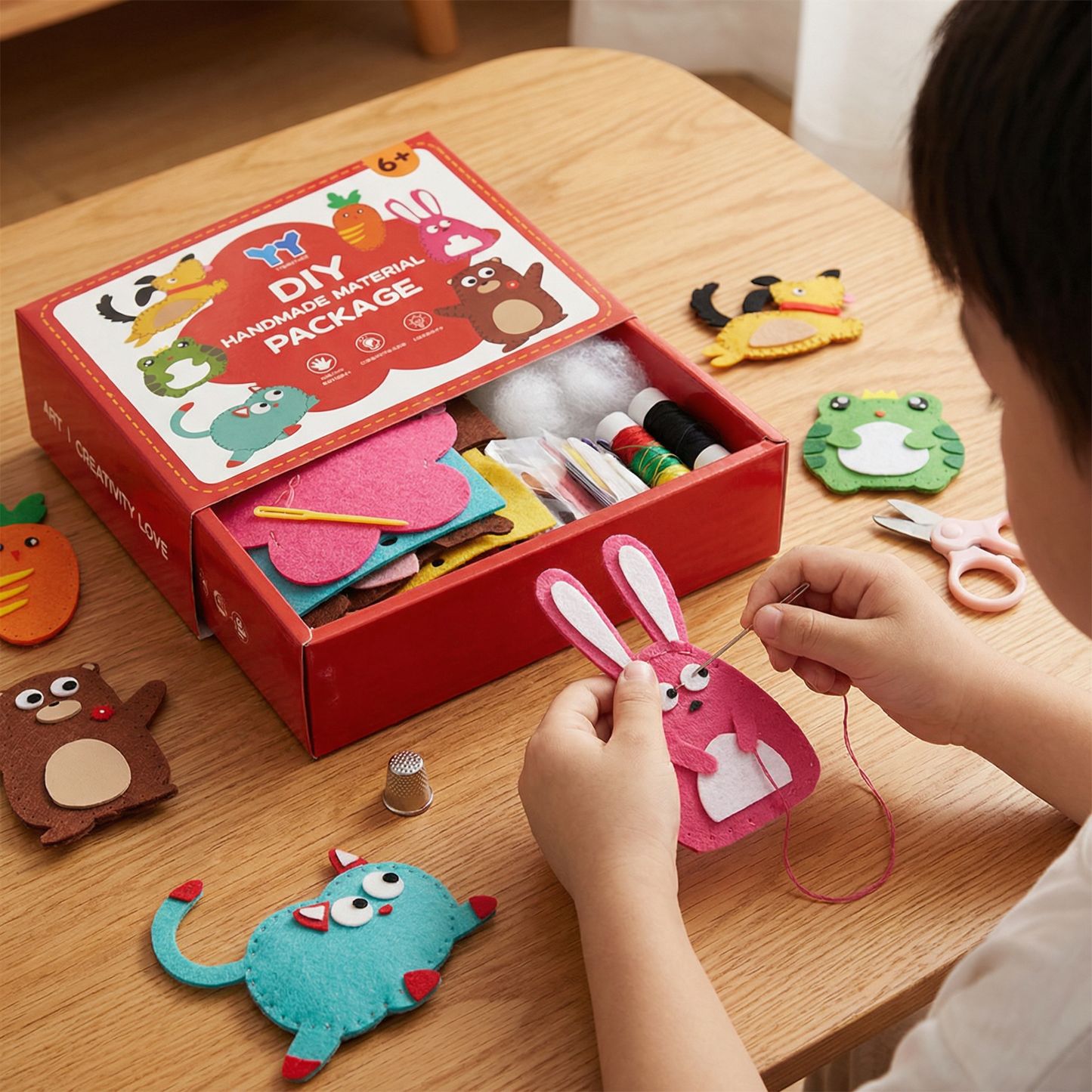 Safe DIY Felt Animal Sewing Set
