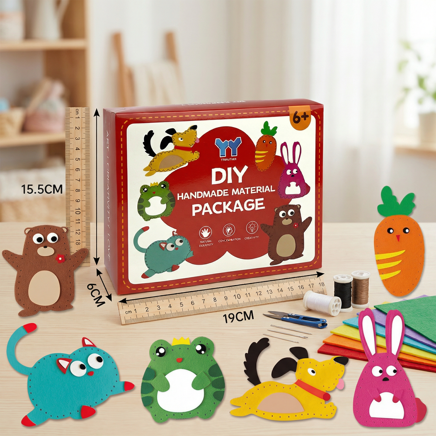 Safe DIY Felt Animal Sewing Set