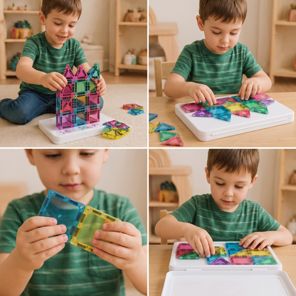 Compact Magnetic Tiles – 40-Piece Montessori Travel Set