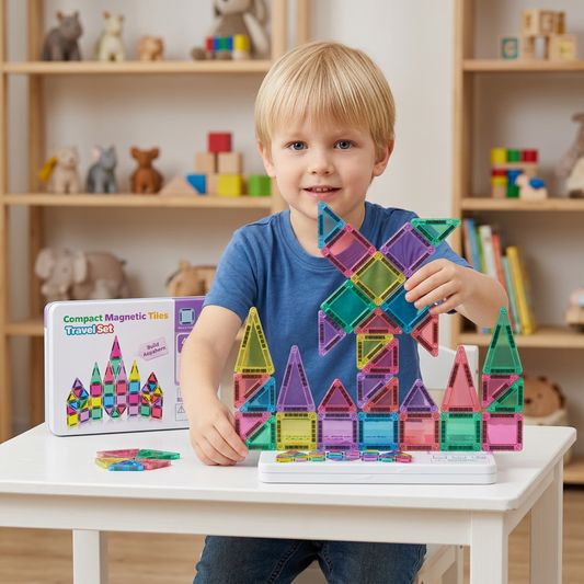 Compact Magnetic Tiles – 40-Piece Montessori Travel Set