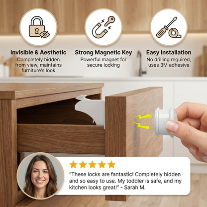 Magnetic child proofing cabinet and door lock set