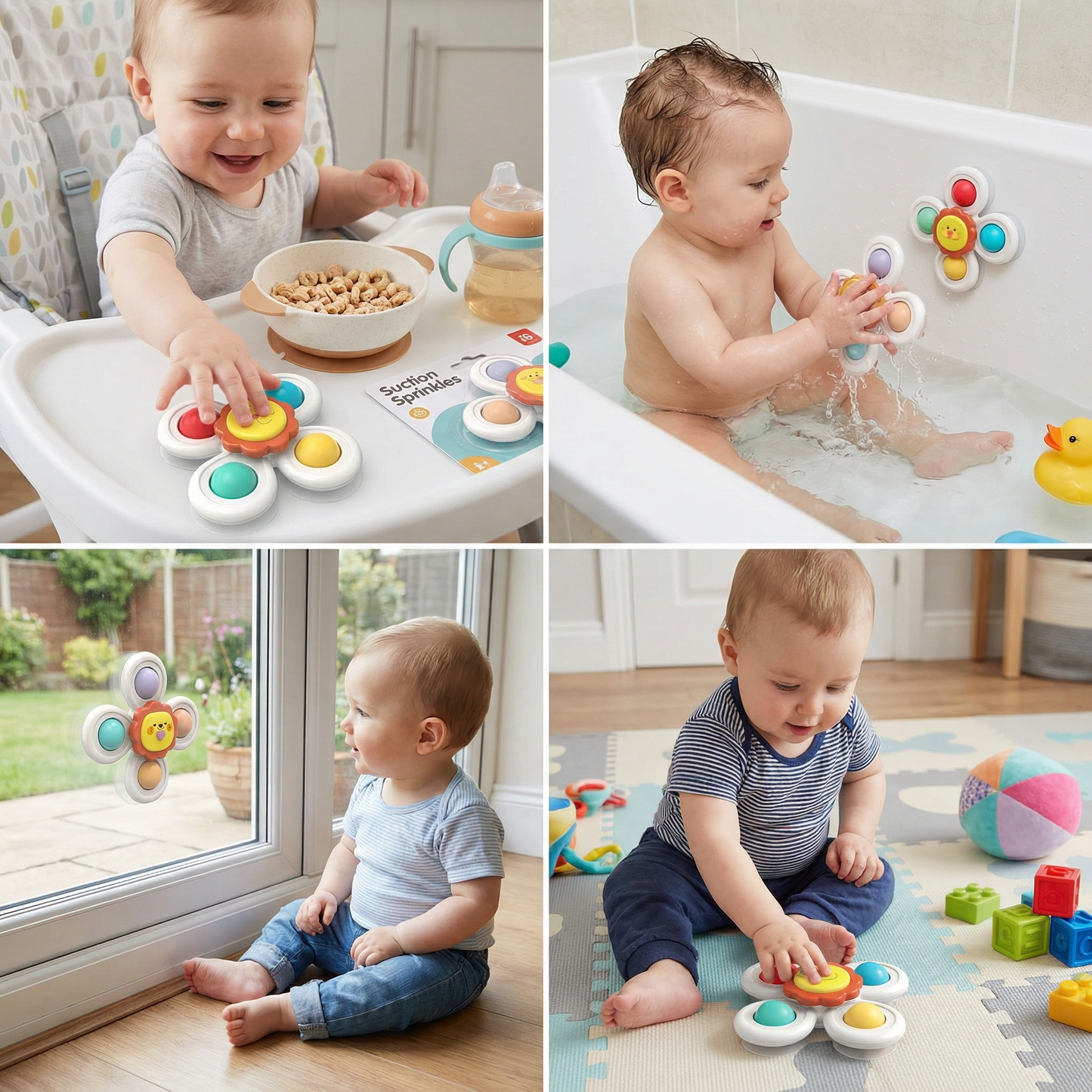Cute suction cup toy for babies Set of 3