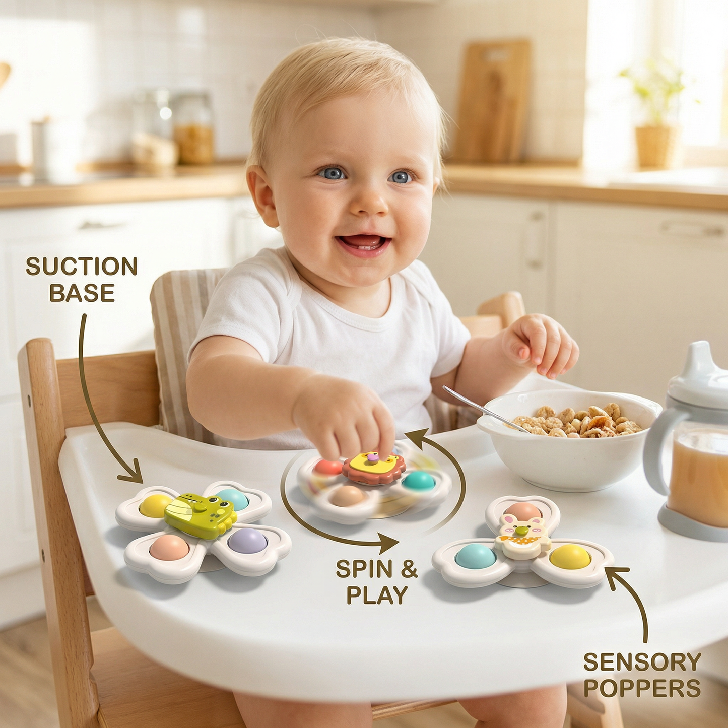 Cute suction cup toy for babies Set of 3