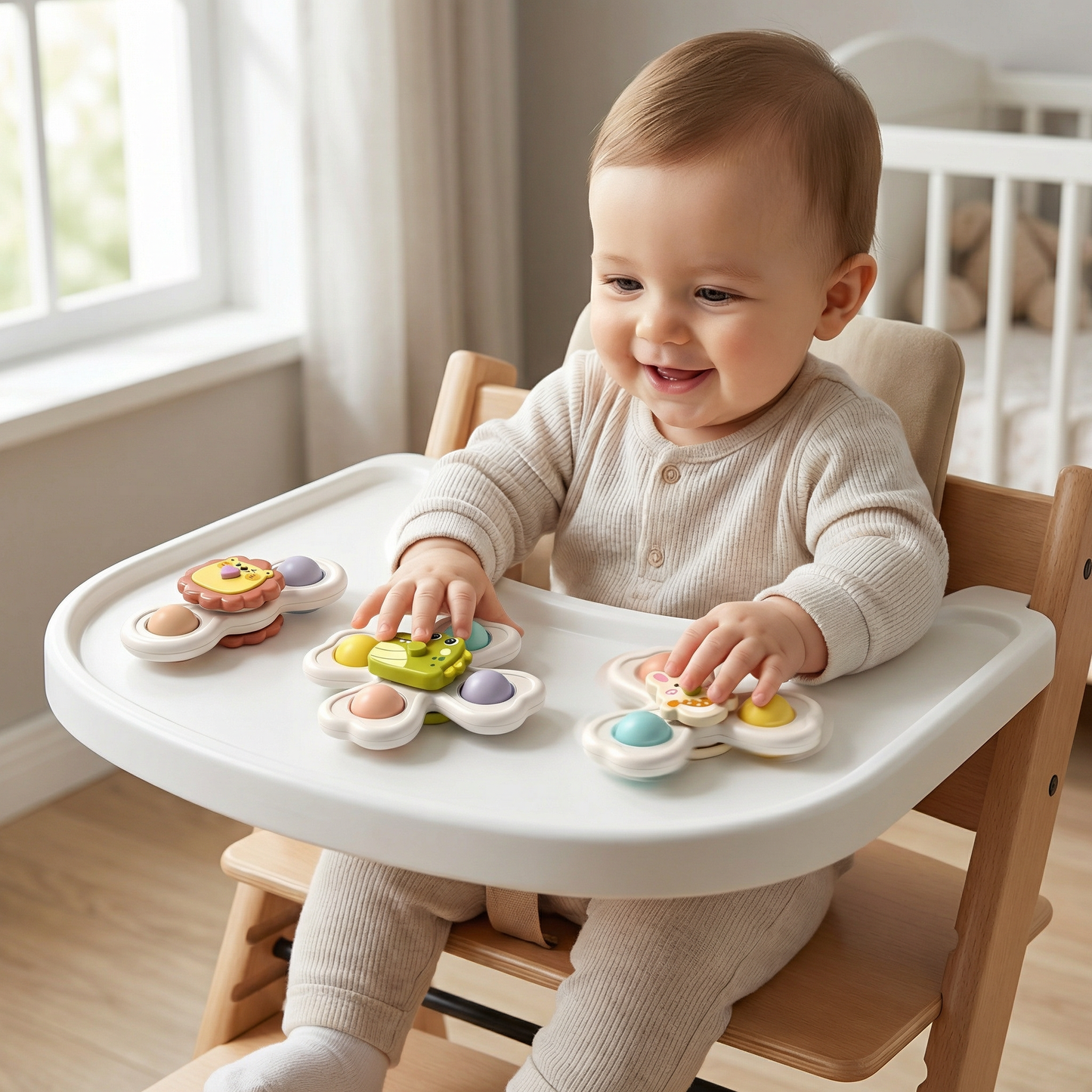 Cute suction cup toy for babies Set of 3