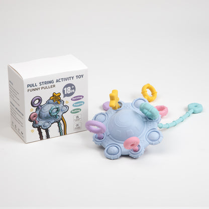 Montessori Sensory Pull & Explore Teething Toy – Silicone Pull Cord for Tactile Learning & Gum Relief