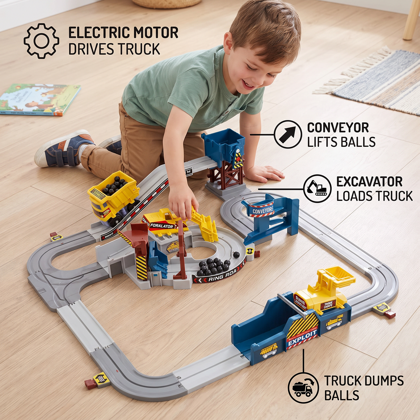 Interactive Electric Quarry Adventure Train Set
