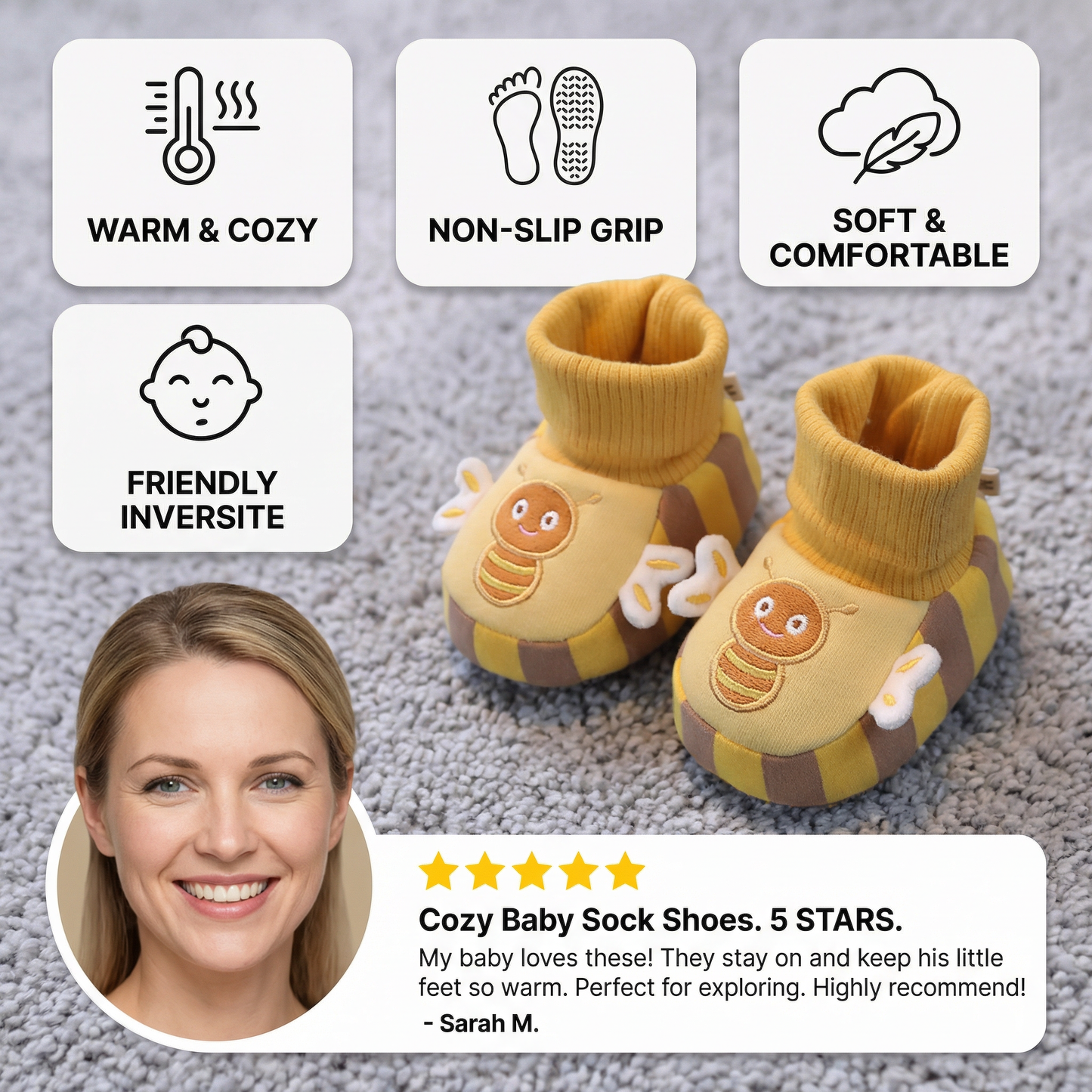 Cosy Baby Sock Shoes – Warm, Non-Slip & Comfortable