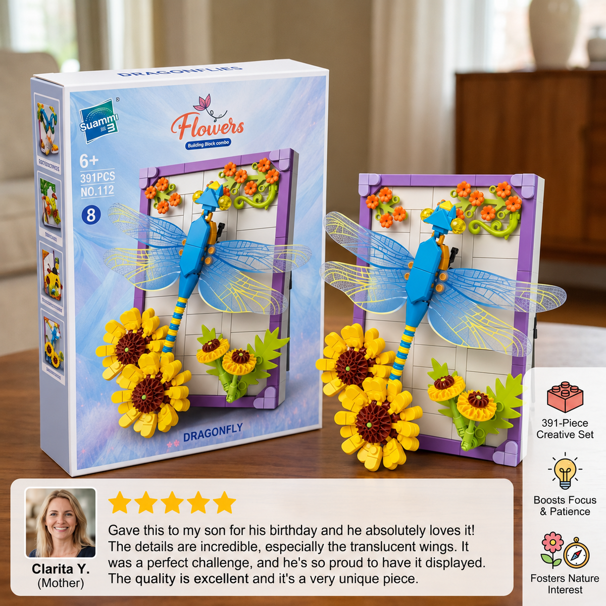 DIY 3D Nature Frame Building Blocks Set – Flowers & Insects