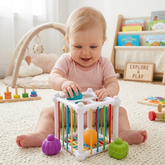 5-in-1 Montessori Soft Rubber Baby Sensory Play Set with Stacking & Sorting Toys – 26 Pieces