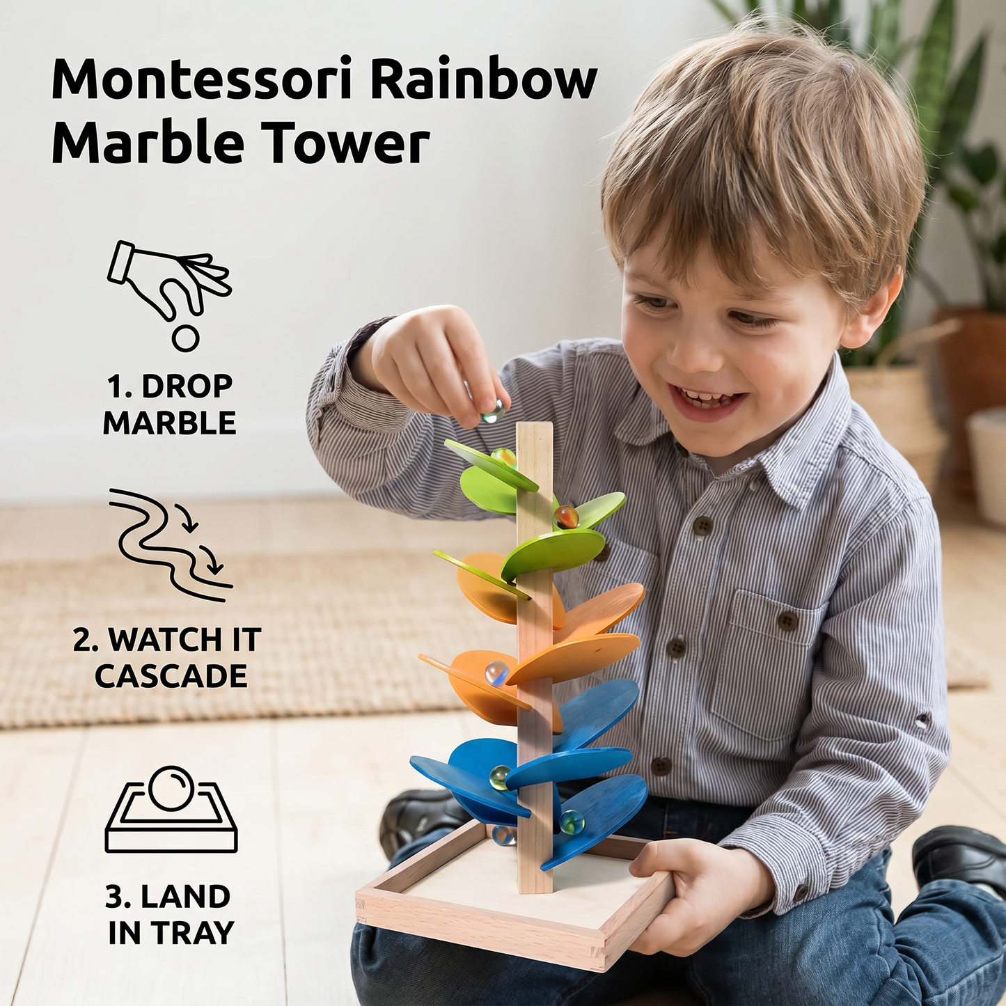 Montessori Rainbow Marble Tower