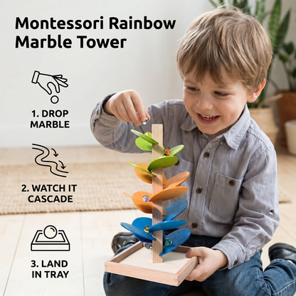 Montessori Rainbow Marble Tower