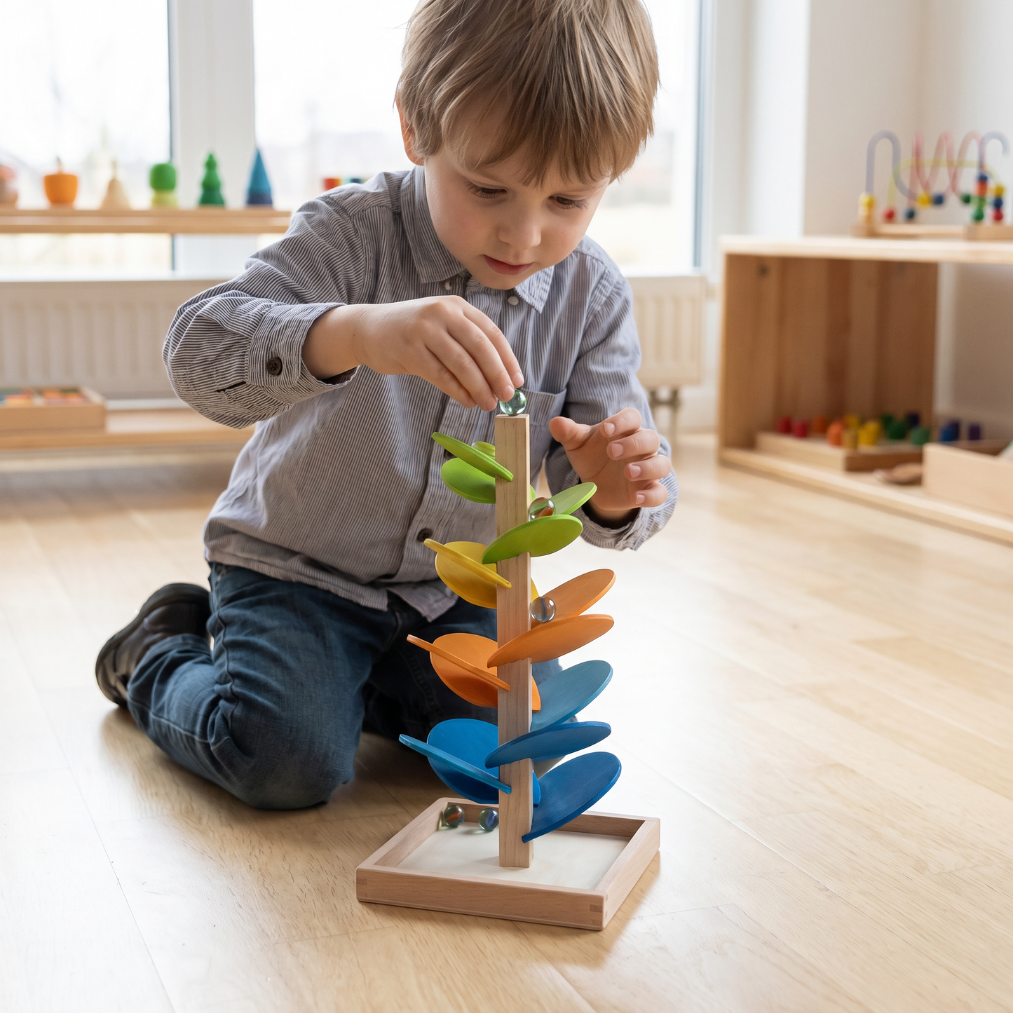 Montessori Rainbow Marble Tower