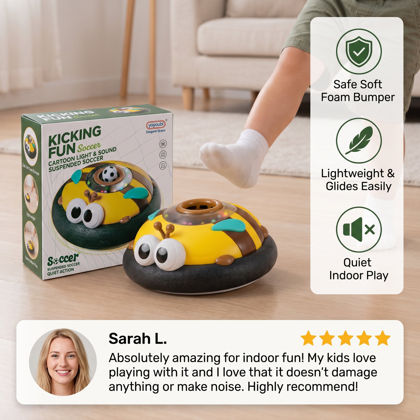 Cute Floating Air Soccer Ball with Soft Foam Bumper