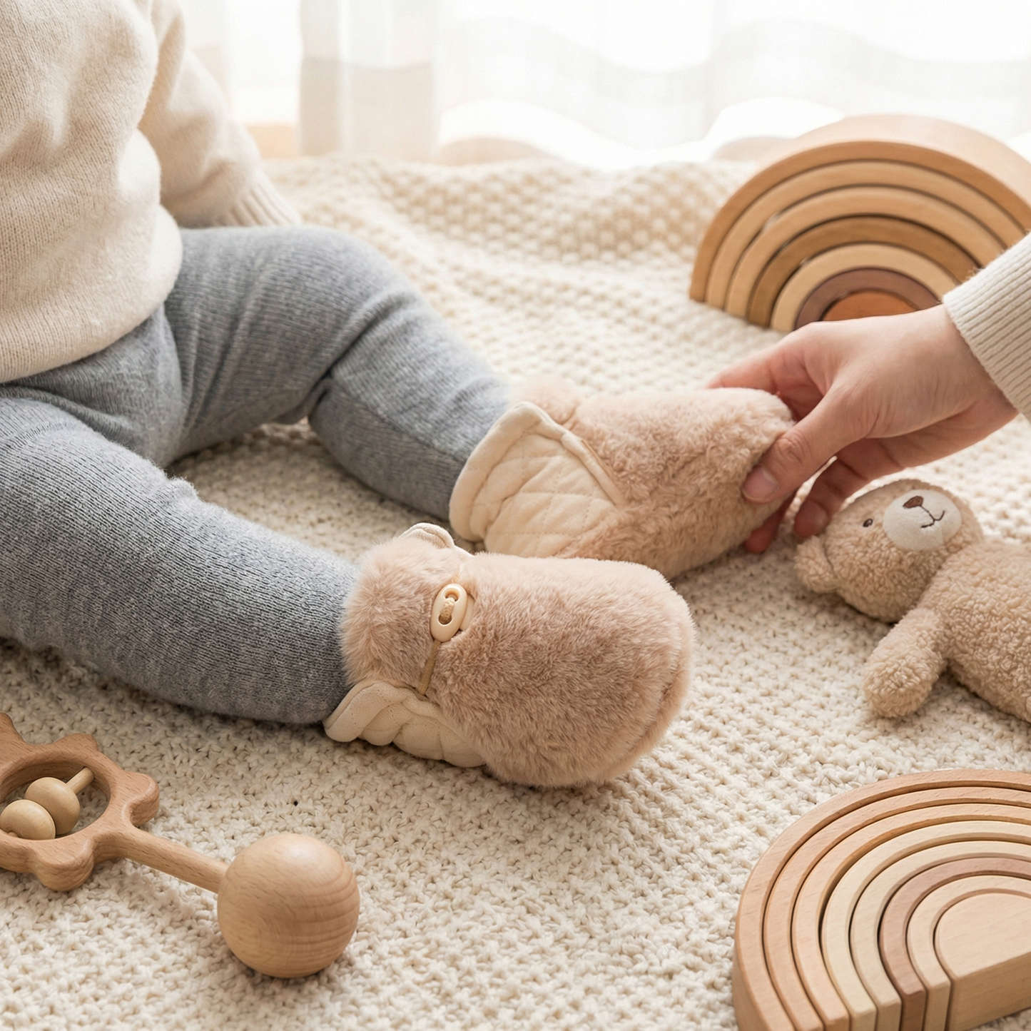 Fluffy sock shoes for babies