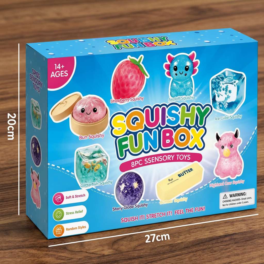 Premium Squishy Fidget Toy Set – 8 Sensory Toys