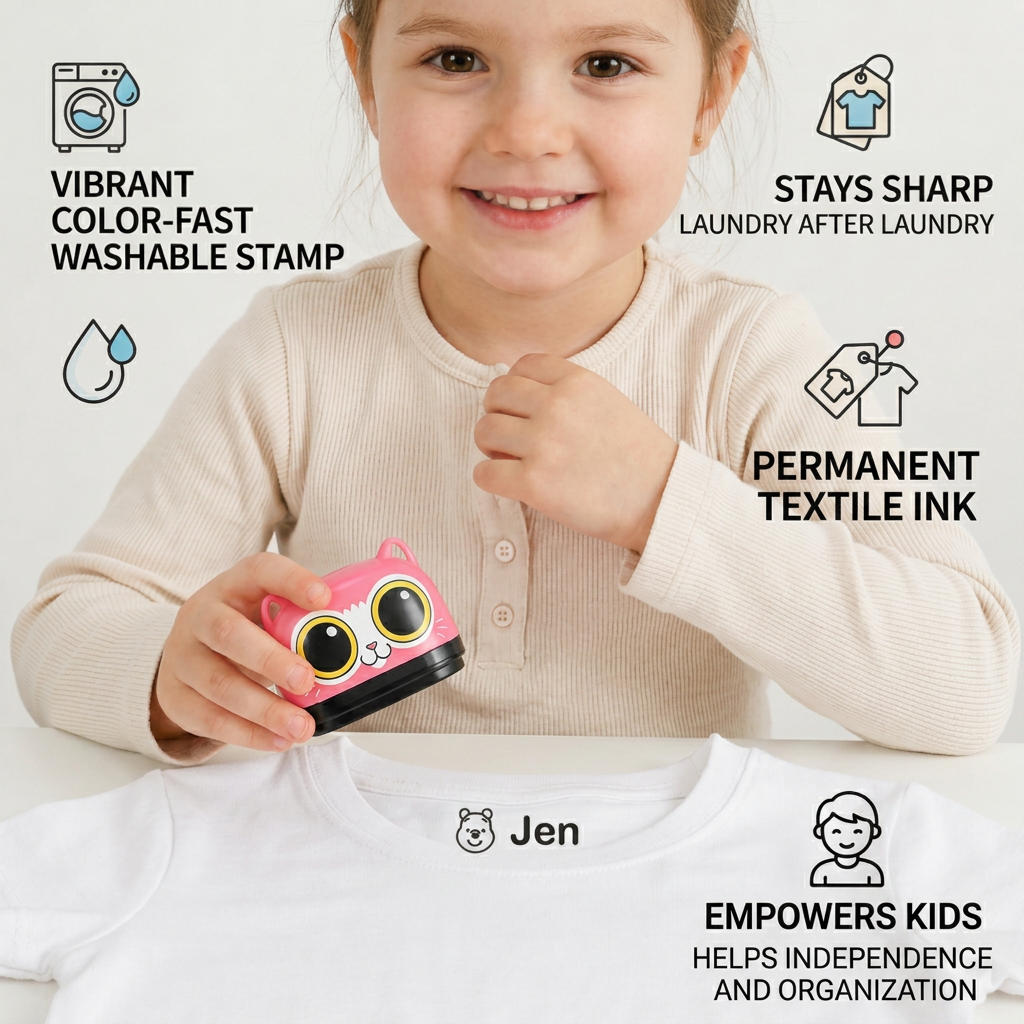 Personalized Kids’ Permanent Name Stamp for Clothing & School Supplies