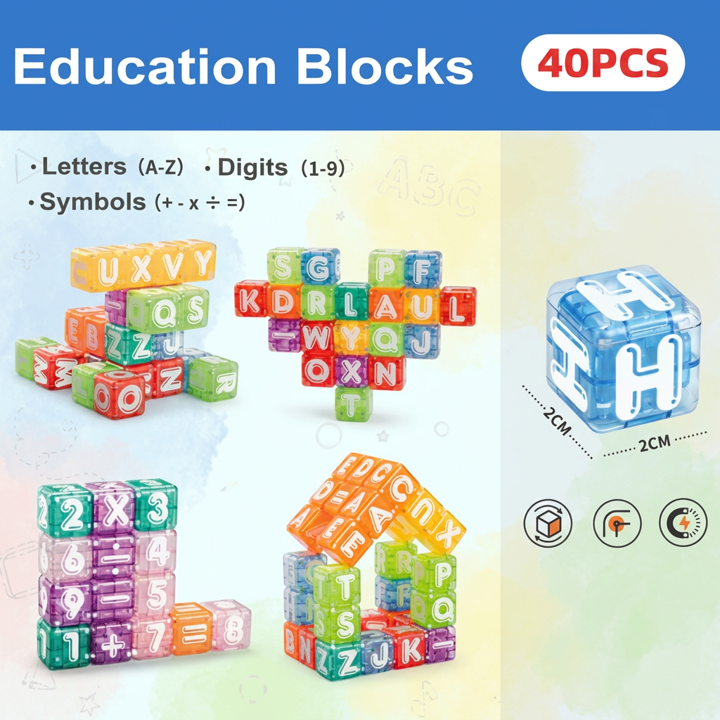 40-Piece Magnetic Letters & Numbers Learning Set – Montessori STEM Toy for Kids