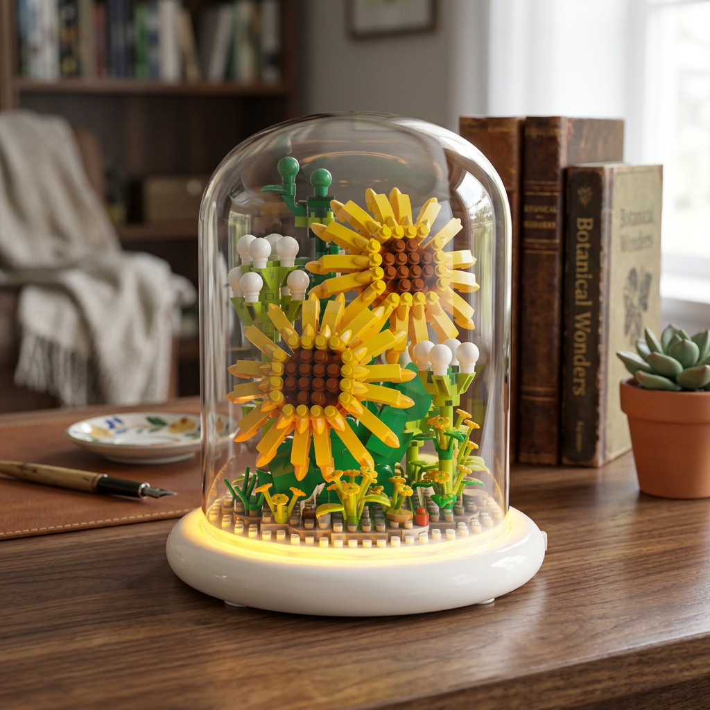 Elegant Building Block Flower in a Glass