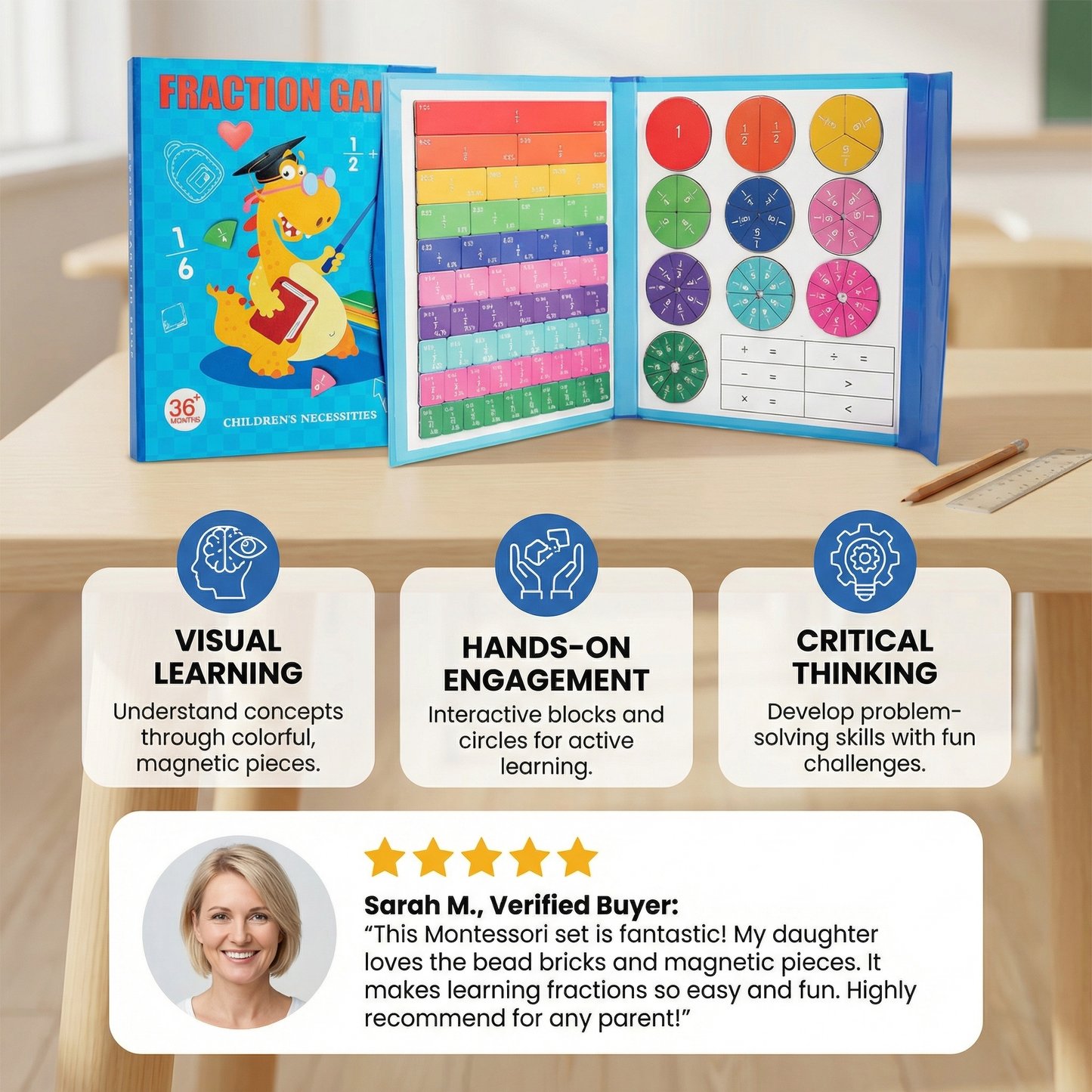 Montessori Kids Fraction Magnet Learning Toy