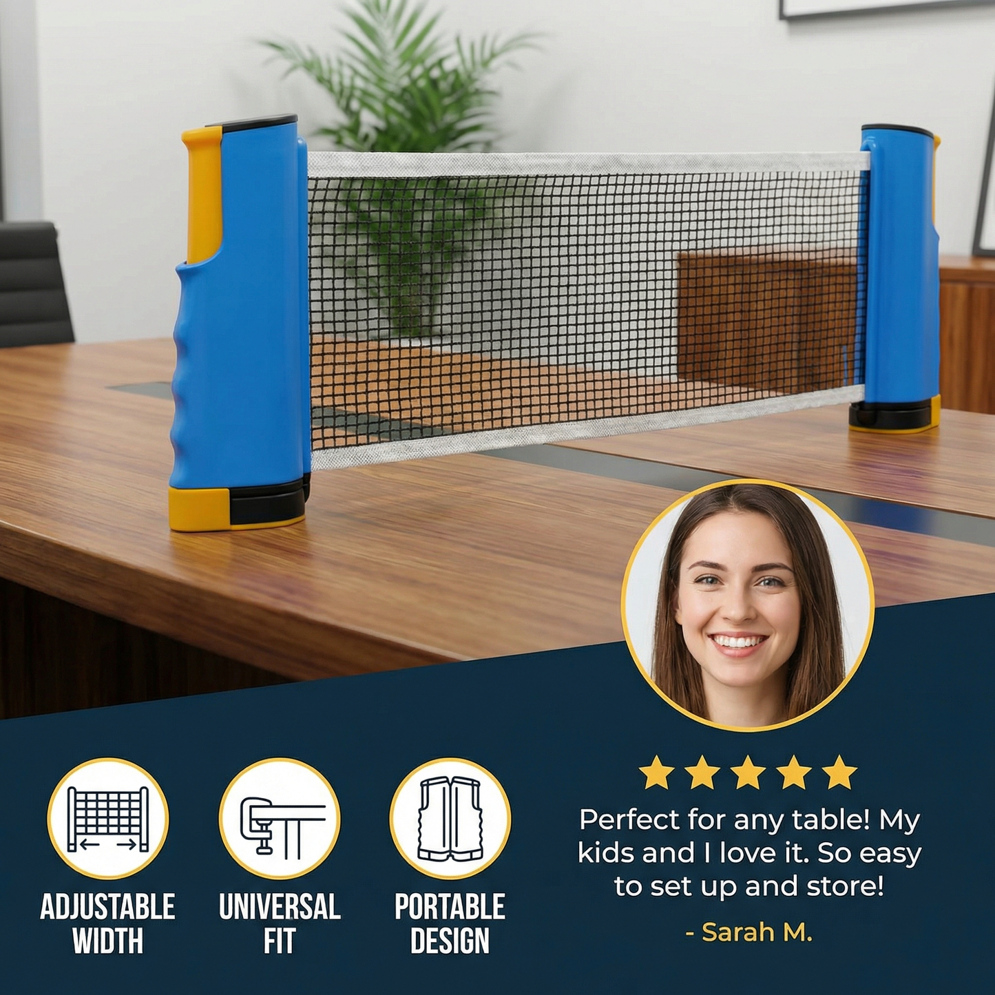 Adjustable table tennis set - suitable for every table!
