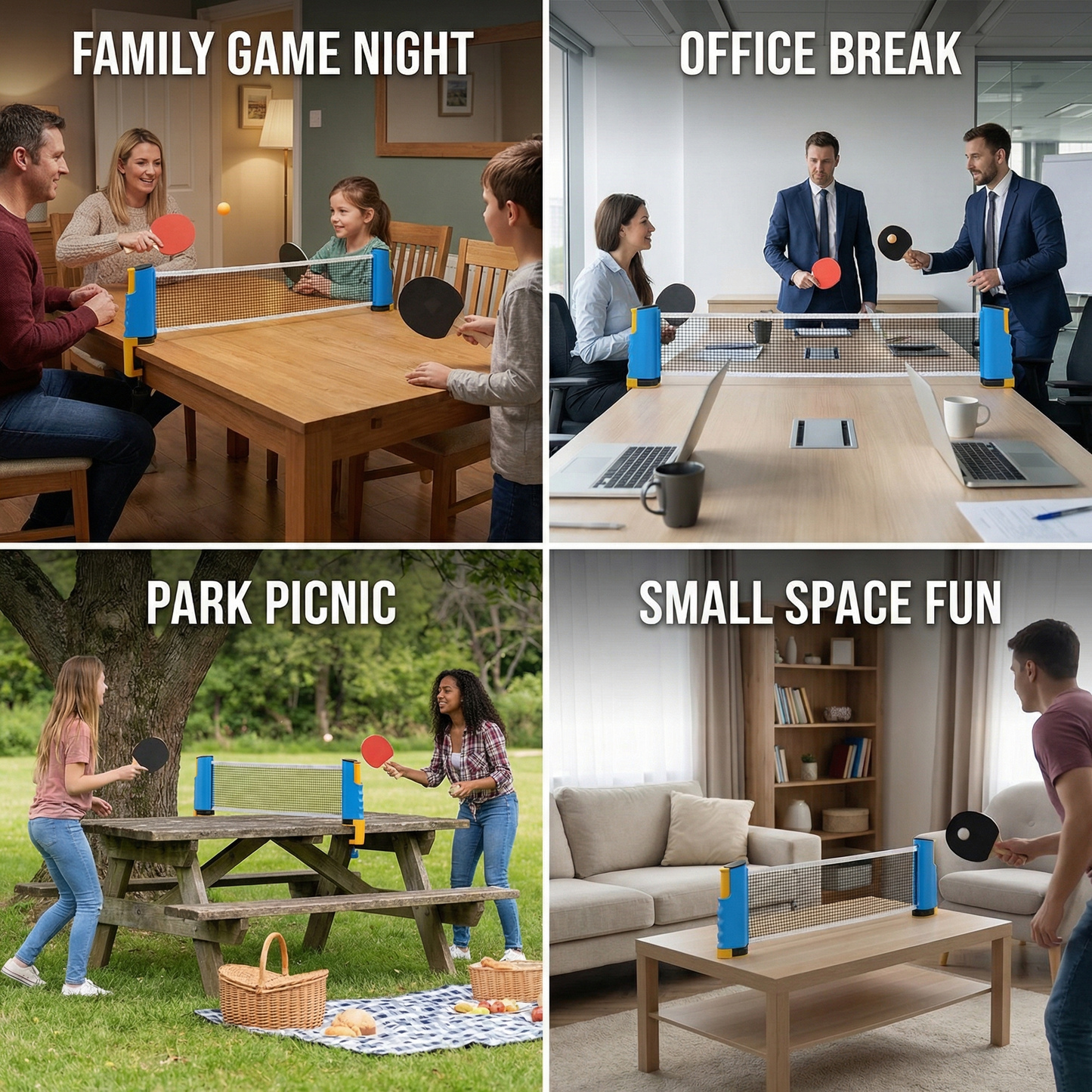 Adjustable table tennis set - suitable for every table!