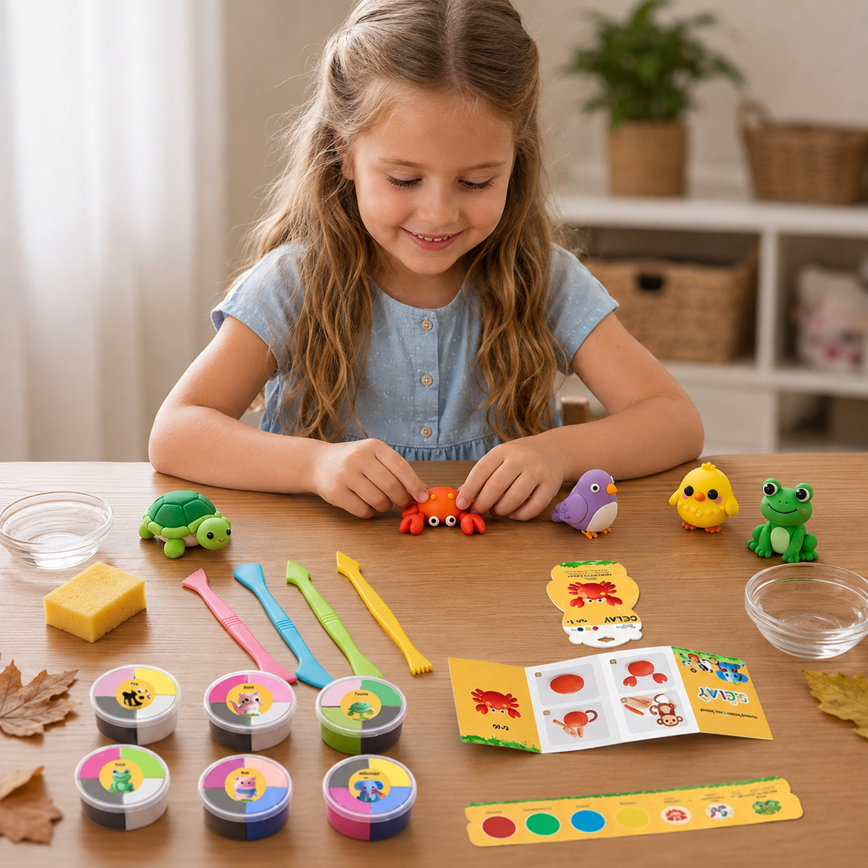 12-Piece Air Dry Clay Animal Craft Kit for Kids