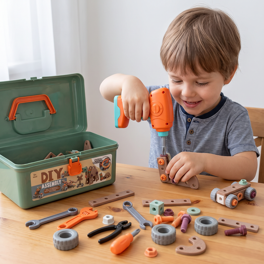 144-Piece Kids Tool Set with Drill & Toolbox – STEM Montessori Construction Kit