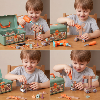 144-Piece Kids Tool Set with Drill & Toolbox – STEM Montessori Construction Kit
