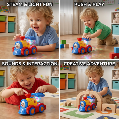 Transforming Train Toy with Steam, Lights & Music