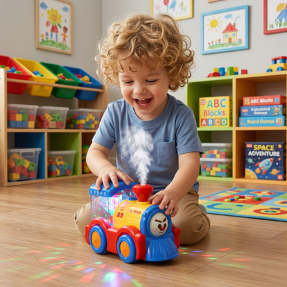 Transforming Train Toy with Steam, Lights & Music
