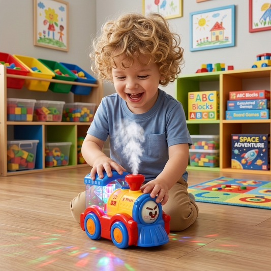 Transforming Train Toy with Steam, Lights & Music