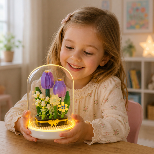 Elegant Building Block Flower in a Glass