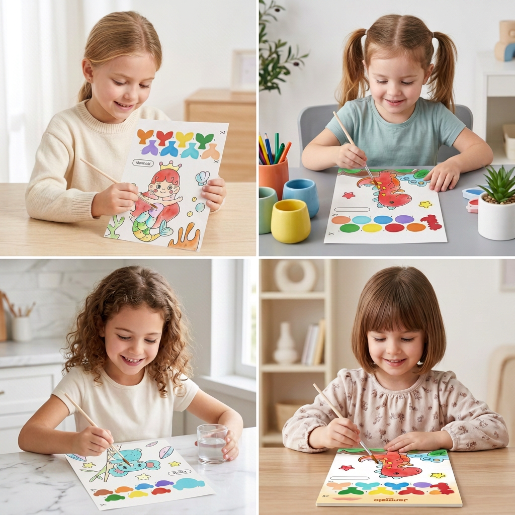 Watercolor Painting Book with Brush – Mess-Free Paint with Water Fun