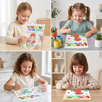Watercolor Painting Book with Brush – Mess-Free Paint with Water Fun