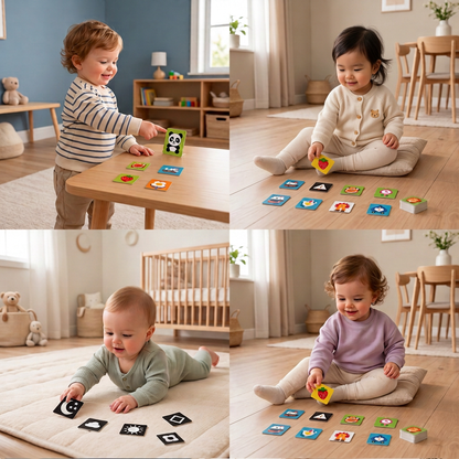 Montessori Baby Learning Flash Cards – Visual Stimulation, Color Recognition & Categorization Set