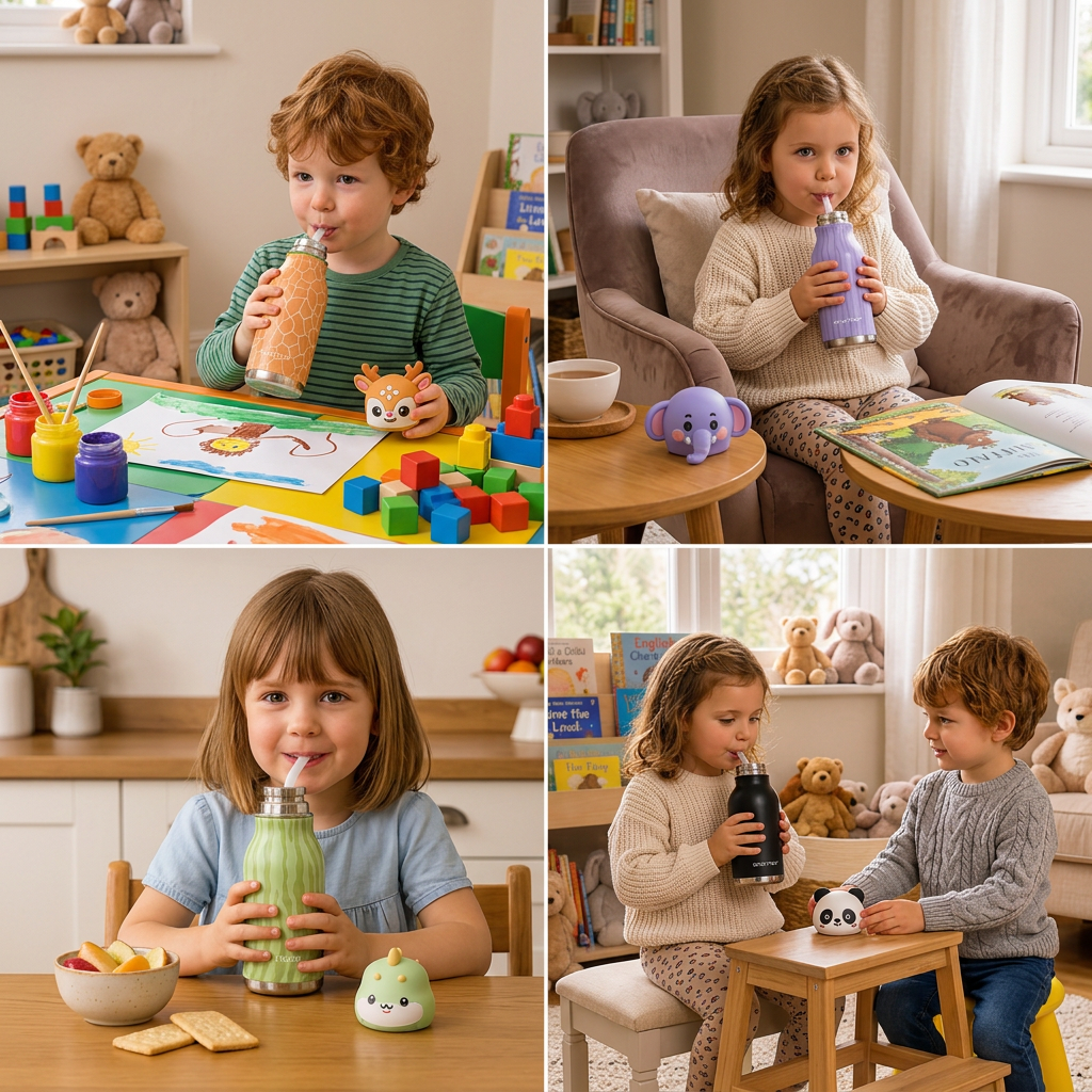 Cute Cartoon Animal Insulated Stainless Steel Straw Cup – 480ml