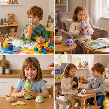 Cute Cartoon Animal Insulated Stainless Steel Straw Cup – 480ml