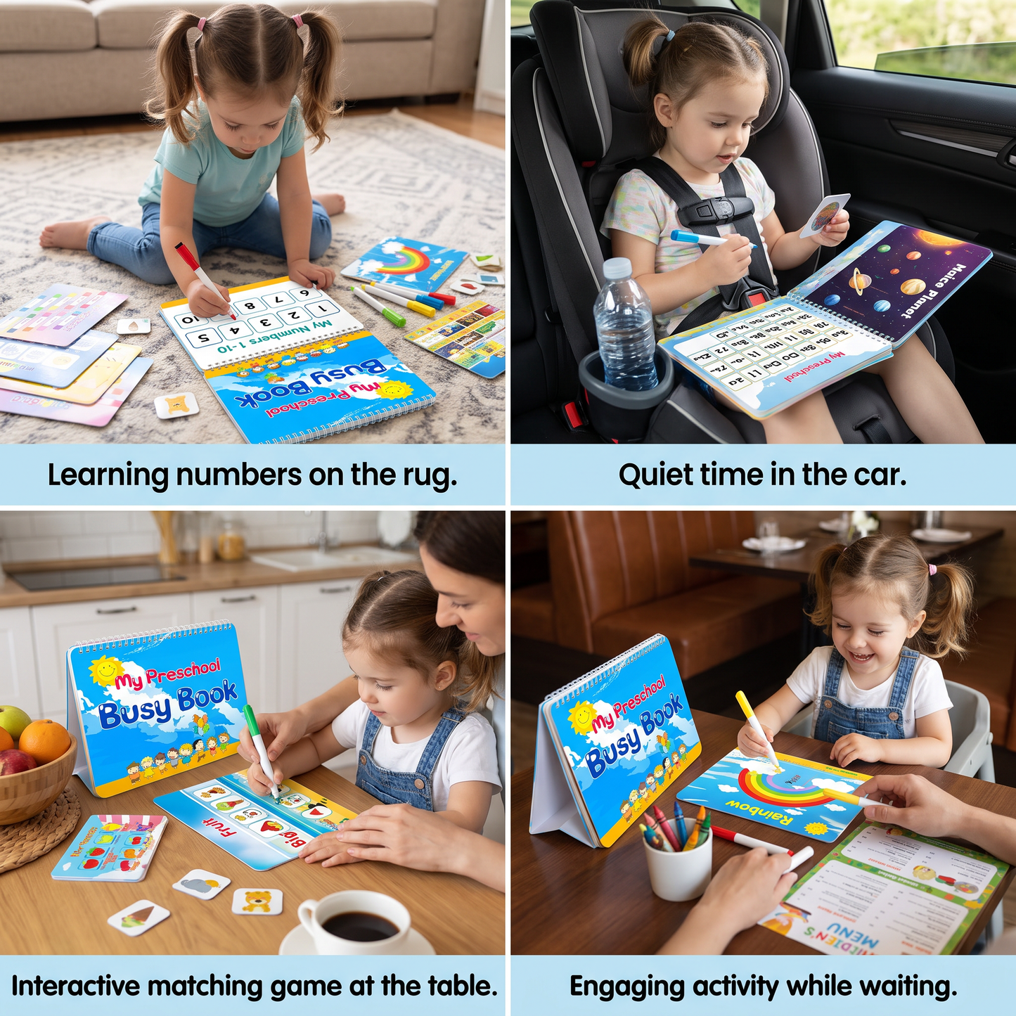Montessori Busy Book – Reusable Preschool Learning Activity Book