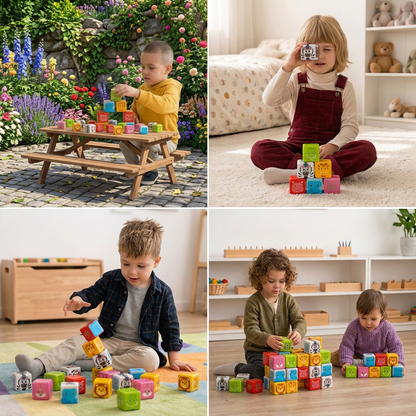 Toddler-Safe 4.2 cm Safari Animal Magnetic Building Cubes – STEM Learning Blocks