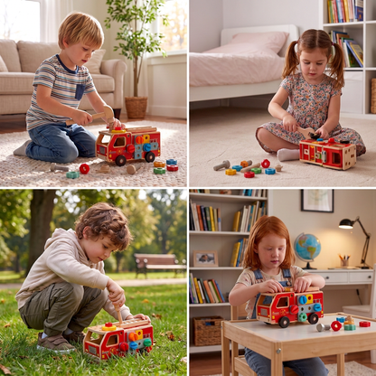 Montessori Wooden Firefighter Tool Box & Building Set