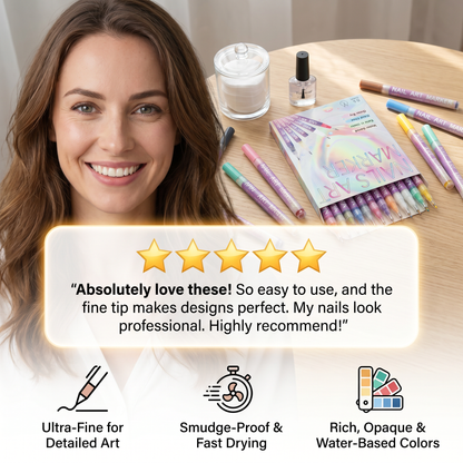 Nail Art Marker Set with Precision Tip – Acrylic Pens for Detailed Nail Designs