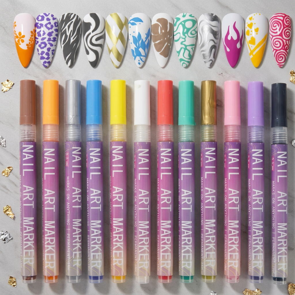 Nail Art Marker Set with Precision Tip – Acrylic Pens for Detailed Nail Designs